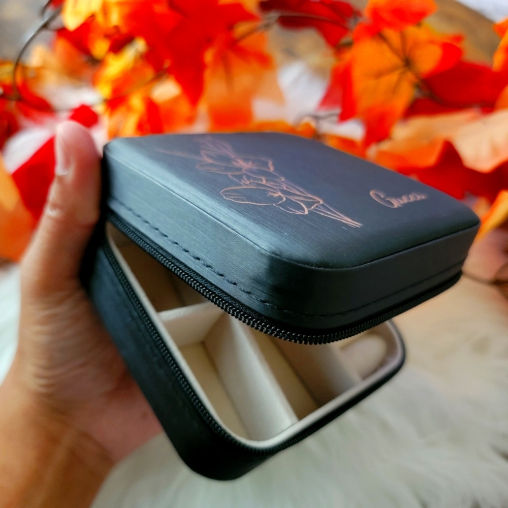 SALE🎉 Black Jewelry Box with Floral Design